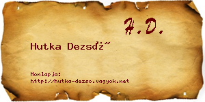 Hutka Dezső névjegykártya